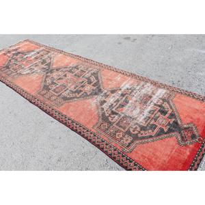 Tapis turc vintage 3,7x12,4 pi (114x378 cm), tapis en laine rouge - Product Image 4