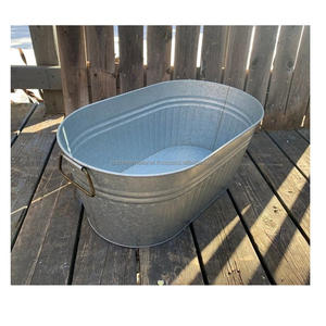 Cubo de hielo grande portátil interior al aire libre para la tina Oval de la bebida de la cerveza del acero galvanizado del partido - Product Image 6