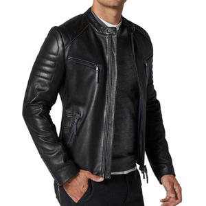 แจ็กเก็ตหนังโอเวอร์ไซส์สำหรับผู้ชาย, สินค้ามาใหม่แจ็คเก็ตหนังพียูปกตั้งไซส์ใหญ่พิเศษสีดำบุนวม - Product Image 2