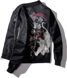 Dragon Tiger bordir Hip Hop pria dan wanita, jaket Bomber ukuran besar, jaket jalanan, jaket terbang - Product Image 3