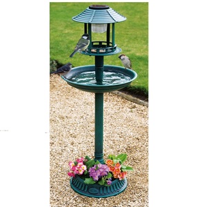 Antique Style Rouille Oiseau Bain Vintage Fer Métal Oiseau B pour Jardin Piscine Patio Pont Porche Conteneur D'eau avec Lumière Usage Extérieur - Product Image 5