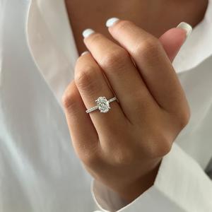 1กะรัตแหวนเพชรรูปไข่ทรงวงรีขนาด14K 1CT วงรีทรงวงรี F-VS1ได้รับการรับรองจาก CVD - Product Image 5