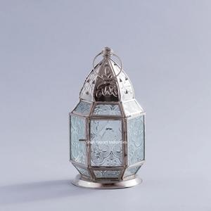 Caro moderno de lujo hecho a mano respetuoso con el medio ambiente Metal vela linterna diseñador vidrio plata Color piso linterna para Navidad - Product Image 4