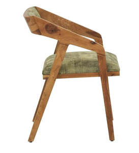 Chaise de salle à manger avec bras en bois de teck massif avec coussin en tissu pour la maison, le salon, l'appartement ou l'hôtel. - Product Image 3