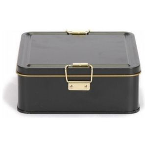 1.9L Caja de estar de metal cuadrado negro con cierre de alambre y tapa transparente 158x158x87mm - Product Image 1