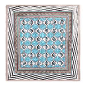 Turquoise Blue <b>Floral</b> Print 240 TC 100% Cotton Double <b>Bed</b> <b>Sheet</b> Set with 2 Pillow Covers 3-Piece Home Use Collection (SHKV1044) - Product Image 4