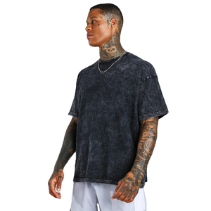 Venta al por mayor personalizado de gran tamaño lavado con ácido de peso pesado 100% algodón hombres Vintage camisetas piedra ácido lavado diseño - Product Image 1