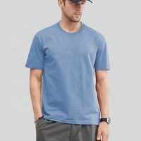 T-shirt Homme Slim Fit en Coton Tricoté 200g Col Rond Décontracté Sportif Imprimé Sérigraphié Teint Uni Respirant Anti-boulochage