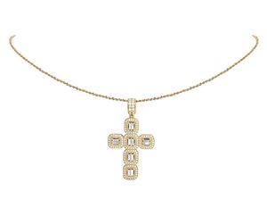 Nouveaux Designs Moissanite Rond Et Baguette Diamant En Argent Sterling S925 Pendentif Croix Religieuse pour Hommes - Product Image 3
