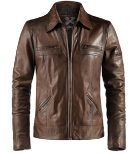 Veste en cuir personnalisée pour hommes automne et hiver veste décontractée 2024 nouvelle veste en cuir rétro col rond manches longues haut à la mode - Product Image 5