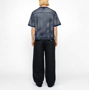 Hombre recortado de gran tamaño Vintage Street Wear deportes Retro Boxy Mesh 100% algodón camiseta para Loose Fit Boxy Fit malla camisetas - Product Image 3