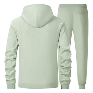 Vente en gros de survêtement léger 100% g 300 coton de qualité supérieure pour hommes, ensembles de conception personnalisée à col à capuche contrasté de couleur unie - Product Image 2