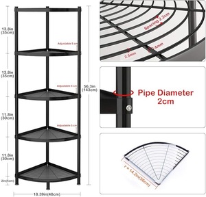 Estante de Metal de 5 niveles de esquina elegante, estante de esquina de cocina de acero al carbono negro, estante de almacenamiento para ollas para el hogar, oficina, organizador de cocina - Product Image 2