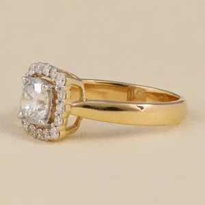 Anillo de Compromiso Solitario con Halo Redondo y Diamante Cultivado en Laboratorio - Colección de Anillos de Diamantes Elegantes - Product Image 5