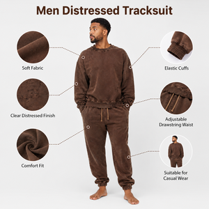 Chándal elegante para hombre con efectos desgastados, un corte moderno y tela cómoda para looks urbanos y uso diario. - Product Image 6
