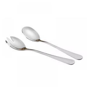 Ensemble de serveurs à salade élégants en argent en acier inoxydable pour la cuisine de luxe, la maison, la vaisselle d'hôtel et le service de restauration - Product Image 1