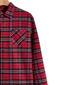 Chemise en flanelle à carreaux rouge et noir pour homme, fabriquée sur mesure, boutonnée, manches longues, décontractée, avec poche poitrine, tissu doux et chaud - Product Image 2