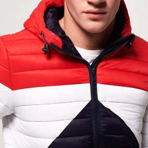 Veste matelassée à deux tons pour homme, à capuche, couleur contrastée, manteau d'hiver, vêtement d'extérieur rembourré, coupe-vent, chaud, parka d'aventure - Product Image 2