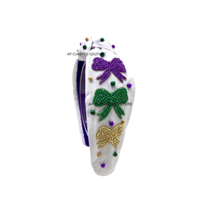 Meilleur bandeau perlé de designer pour le Mardi Gras, façon idéale de montrer votre esprit du Mardi Gras, bandeaux perlés pour femmes - Product Image 5