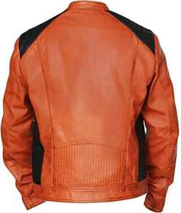 Custom Men's Biker Genuine Leather <b>Jacket</b> High Quality Stand Collar Breathable Classic Motorcycle Style Brown Winter Satin <b>4XL</b> - Product Image 3