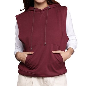 Sudadera con capucha de entrenamiento físico ajustada sin mangas para mujer, ropa deportiva larga ligera para correr - Product Image 1