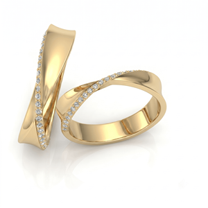 Anillos de Boda Clásicos con Diamantes, Anillos de Pareja con Diamantes Redondos de Corte Brillante, Diamantes Naturales y Cultivados en Laboratorio - Product Image 3