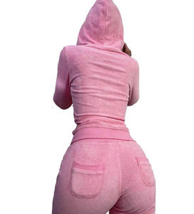 Ensemble de survêtement deux pièces imprimé en coton mélangé doux pour femme, personnalisé OEM, confortable pour le sport et la gym - Product Image 6