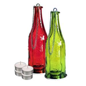 Bougeoir lampe, bouteille suspendue en cristal argenté - Product Image 2