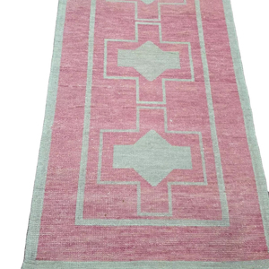 Alfombra anudada a mano de lana antigua de alta calidad 2,8x12 2,8x10 alfombra rosa para rezar corredor para sala de estar alfombras de telar hechas a mano de algodón - Product Image 1
