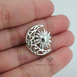 925 Sterling Silver Sun <b>Moon</b> <b>Ring</b> Handmade Boho Celestial Jewelry 18K Plating Gift for Her Inlaid Crescent <b>Moon</b> Design - Product Image 5