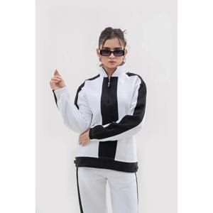 Custom <b>Womens</b> <b>White</b> Black Tracksuit Full Zip <b>Jacket</b> Wide Leg Pants Athletic Sportswear Trackstar OEM Private Label - Product Image 5