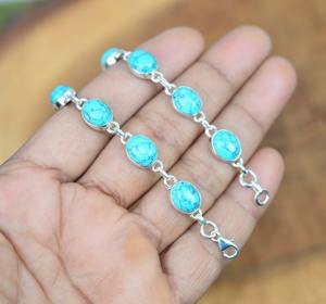 Joyas de piedras preciosas turquesas para mujer, pulsera de estilo bohemio de plata, joyería de plata de ley 925, pulsera hecha a mano de tendencia, Regalo para mamá - Product Image 2