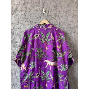 Robe Kimono Ethnique en Coton Faite à la Main, Légère, Imprimé Indien, Peignoir Demi-Long Tissé Doux à Motifs Géométriques pour l'Été Décontracté - Product Image 5