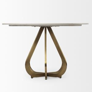 Rich Design <b>White</b> Top Quality Marble <b>Round</b> Top Teardrop Shaped Metal Base With Electro Plated Brass Finish Kitchen <b>Dining</b> <b>Table</b> - Product Image 3
