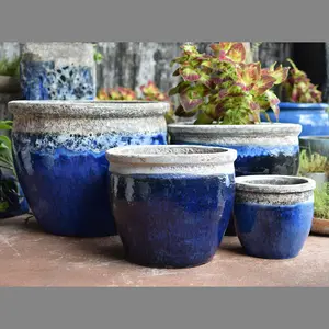 Factory in Vietnam direct sales antique home garden decor round balcony planter ceramics clay large plant pots for plants