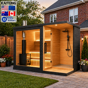 <span class=keywords><strong>Sauna</strong></span> extérieur de luxe en bois de cèdre, kit traditionnel, pour 2 personnes, humide et sec, 200 degrés Fahrenheit, avec douche - Product Image 1