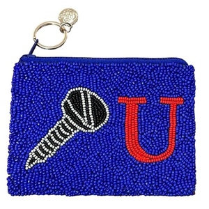 <b>Blue</b> white Colour High Quality Cowboy Beaded Pouch Handcrafted Western Mini Coin <b>Purse</b> Zipper Closure Canvas Material - Product Image 6