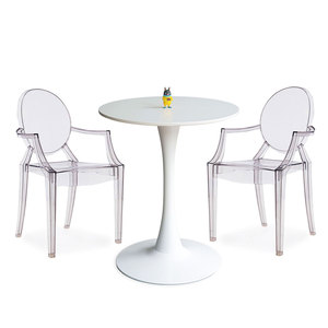 Ensemble table et chaises de cuisine rondes en bois massif moderne (60 cm) pour usage domestique et hôtelier - Product Image 1