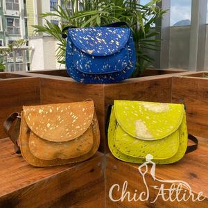Offre Spéciale nouvelle mode cheveux sur métallique sacs à bandoulière pour femmes personnalisé en cuir véritable sacs à bandoulière peau de vache flocon dames sac à main - Product Image 1