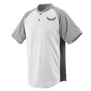 Maillot de baseball blanc et gris pour homme avec logo brodé, manches courtes, tissu respirant en mesh - Product Image 1