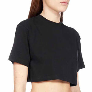 2025 nouveauté sur mesure à manches courtes femmes haut court T-Shirts couleur unie confortable pour l'été - Product Image 2