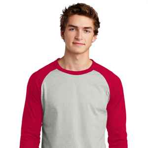 Camiseta raglán de estilo informal para hombre, manga larga con cuello redondo, 100% algodón, contraste de color, patrón sólido elegante - Product Image 4