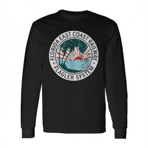 T-shirt vintage a maniche lunghe con stampa tramonto della Florida East Coast Railway, stile vintage promozionale - Product Image 2