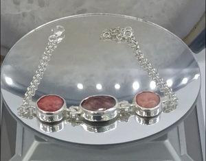 925 Sterling Silver Trendy Modern <b>Bracelet</b> with <b>Ruby</b> Stone Handmade Luxury Womens Jewelry - Product Image 1