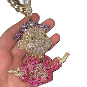 Dernier pendentif à breloque Hiphop en argent sterling 925 Moissanite diamant VVS Clarity GIA Certified Fine Jewelry Gold Plated Party - Product Image 3