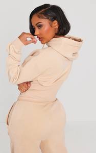 Sweat à capuche court anti-rides et respirant pour femmes Sweat à capuche zippé à épaule tombante avec logo personnalisé pour femmes - Product Image 6