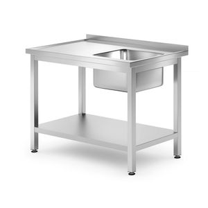 Tavolo Lavello Profilato Destro 1000x700x(H)850mm Avvitato con Ripiano Profondità 700mm HENDI - Product Image 1
