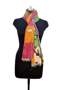 Bufanda Vintage Kantha estola de seda hecha a mano indio Patchwork chal mujer verano cuello abrigo y Dupatta - Product Image 3