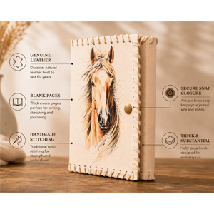 Journal en cuir personnalisé, carnet fait main sur mesure, illustration de cheval imprimée UV, agenda en cuir, cadeau pour lui et pour elle - Product Image 3