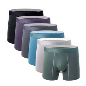 Calzoncillos bóxer de algodón elásticos de tiro medio personalizados, ropa interior transpirable de punto cómoda para hombre, Color sólido a granel, venta al por mayor - Product Image 6
